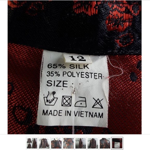 Fine Chinese Tops Women sz 12  Asian Oriental Silk Long Sleeves Jacket Blazer - Picture 8 of 8